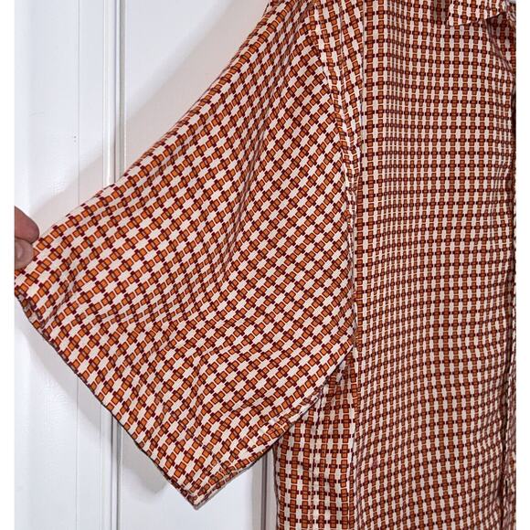 Vintage Metro One Checkered Orange Retro Shirt Size Large - Picture 5 of 11